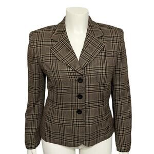 ⭐️Jones New York Brown Plaid Academia 3 Button Front Blazer Sz-10